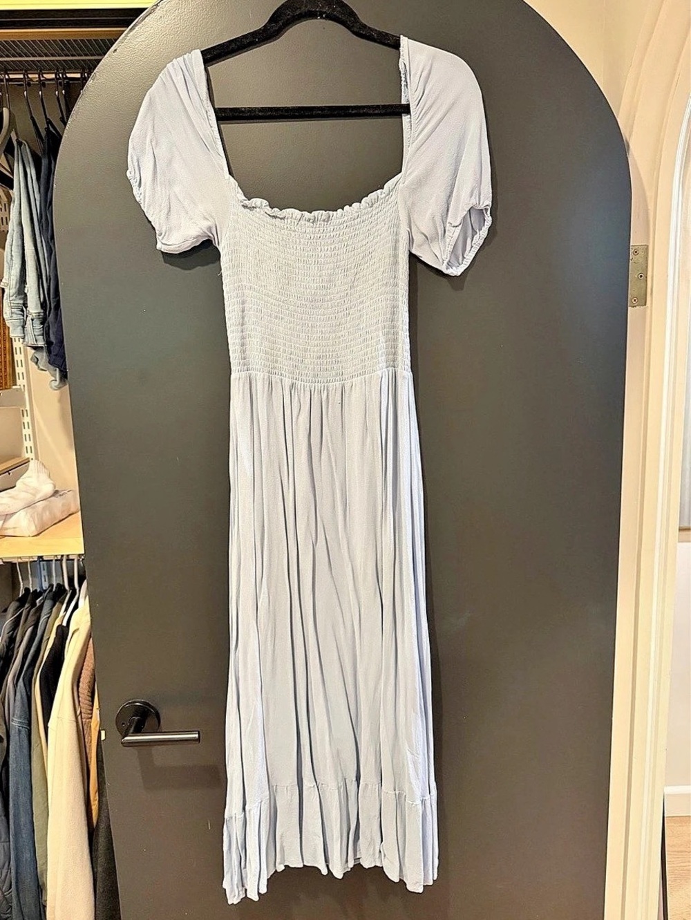Reformation Puff Sleeve Maxi Dress in Light Blue Like New